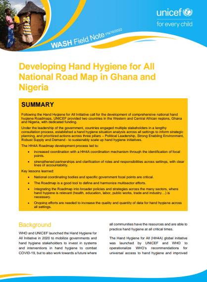 Developing Hand Hygiene for All  National Road Map in Ghana and  Nigeria