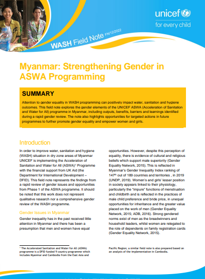Myanmar: Strengthening Gender in  ASWA Programming